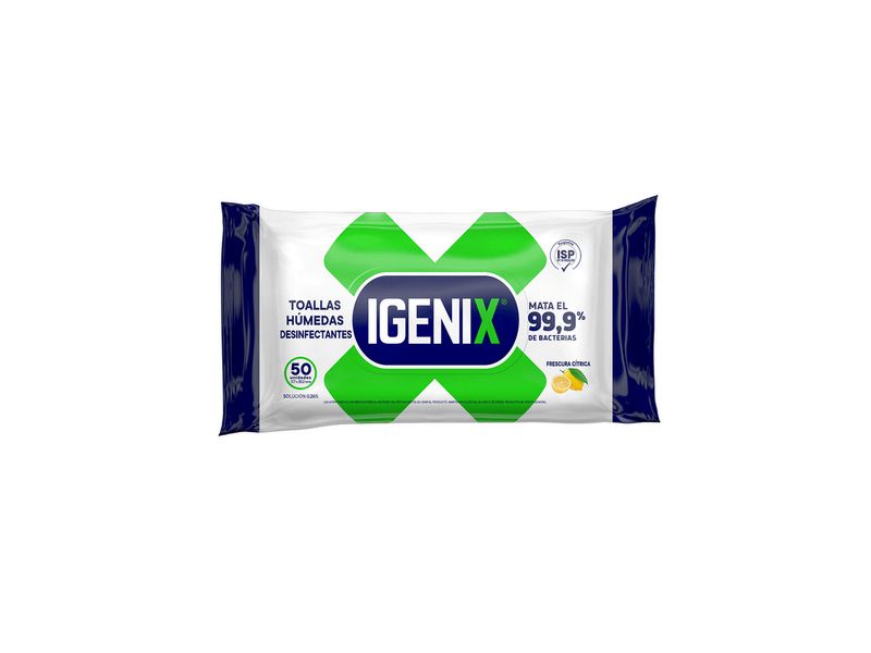 Toallas Desinfectantes Igenix Frescura Cítrica Paquete de 50 Unidades