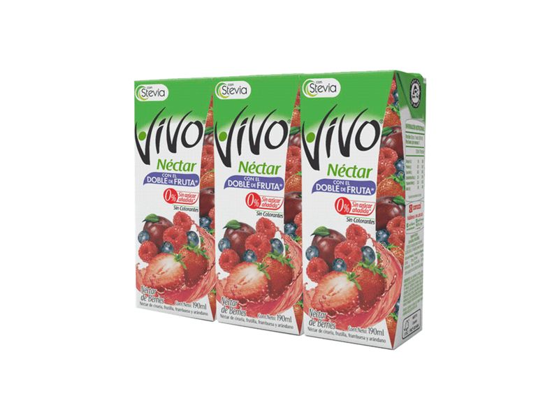 Jugo Natural Vivo Berries 190 ml 3 Unidades