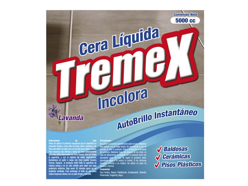 Cera Líquida Tremex Autobrillo Incolora 5 L