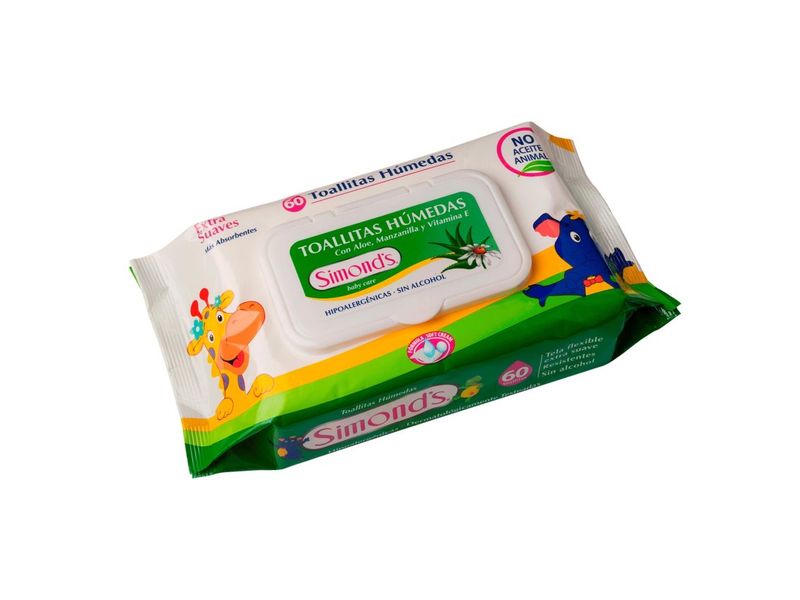 Toallas Húmedas Simond's Baby Care con Tapa Aloe Vera 60 Unidades
