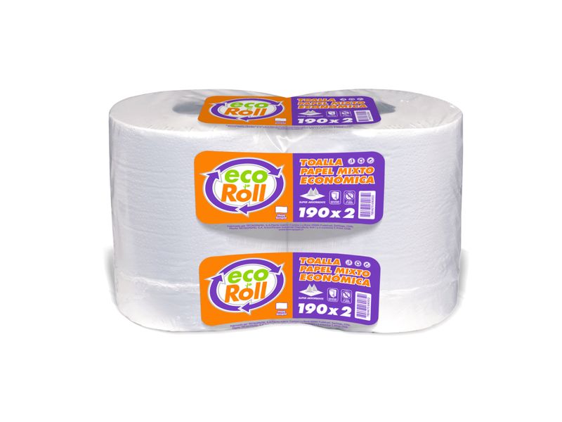 Toalla de Papel Ecoroll Económica 2 Rollos 190 m Hoja Simple