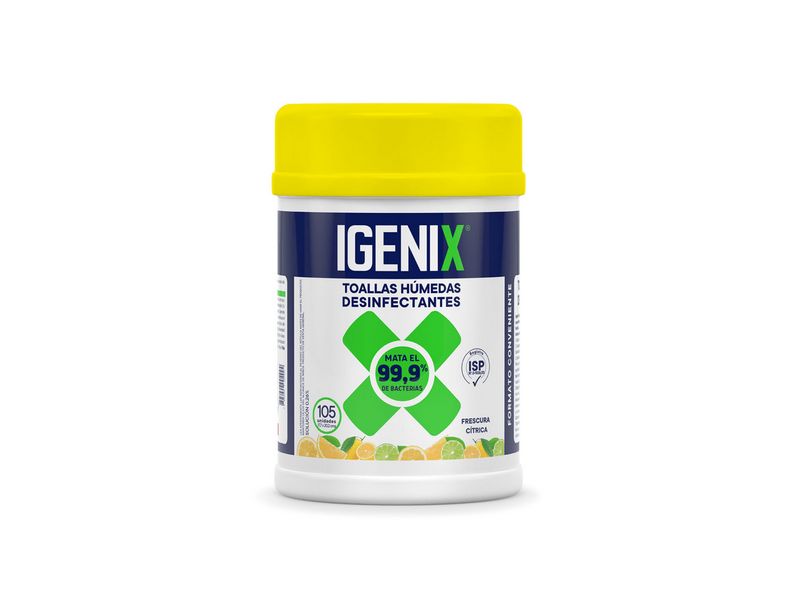 Toallas Desinfectantes Igenix Frescura Cítrica Pote de 105 Unidades