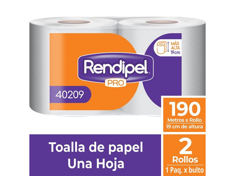 Toalla de Papel Rendipel Pro 2 Rollos 190 m Hoja Simple