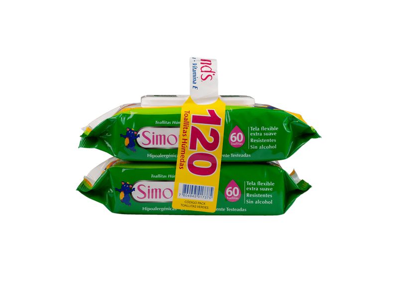 Toallas Húmedas Simond's Aloe Vera con Tapa Pack de 2 x 60 Unidades