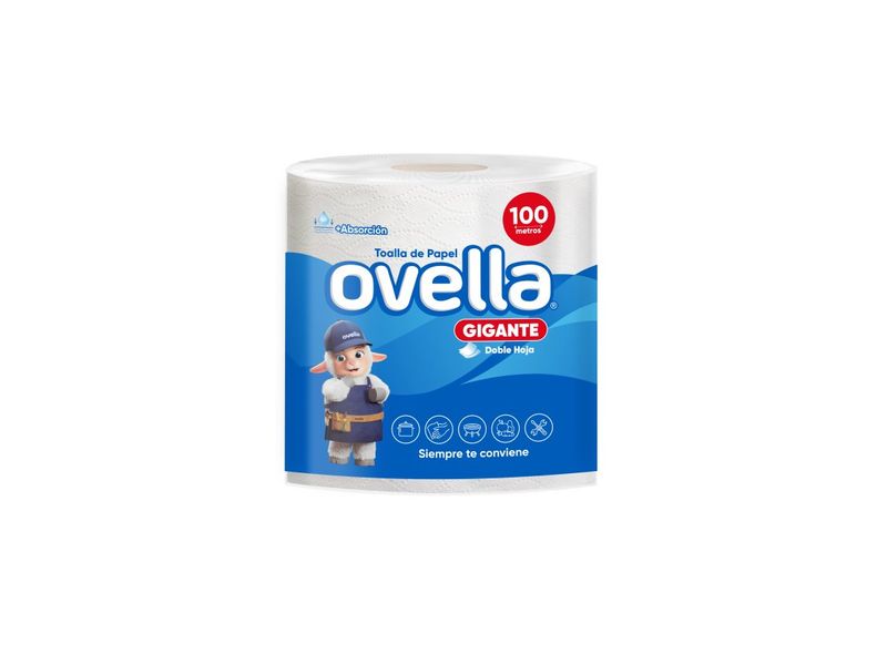 Toalla de Papel Ovella 1 Rollo 100 m Doble Hoja