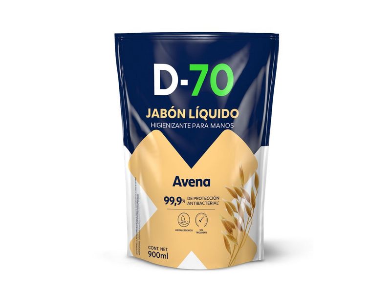 Jabón Líquido D-70 para Manos Avena 900 ml