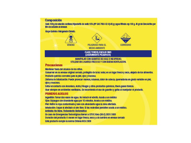 Cloro Concentrado Tremex 4 % Hipoclorito de Sodio 2 L