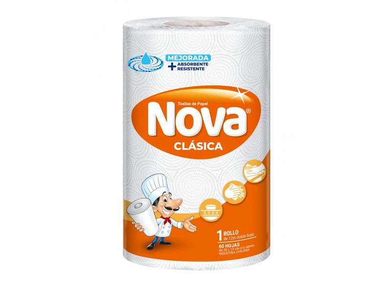 Toalla de Papel Nova Hoja Doble 12 M 1 Rollo Doble Hoja