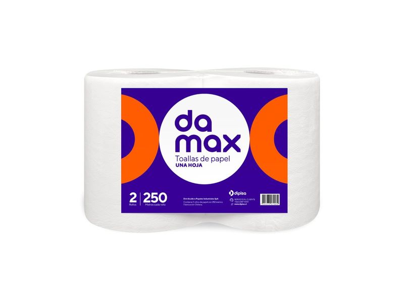 Toalla de Papel Damax 2 Rollos 250 M Hoja Simple