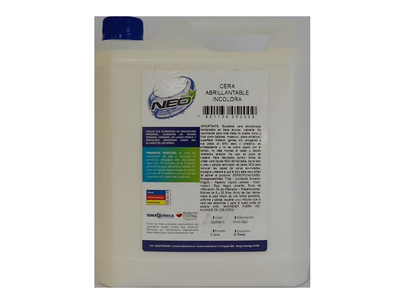 Cera Líquida Neo Abrillantable Incolora 5 l