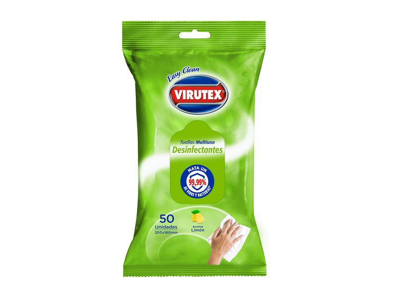 Toallas Desinfectantes Virutex Easy Clean Aroma Limón 50 Unidades