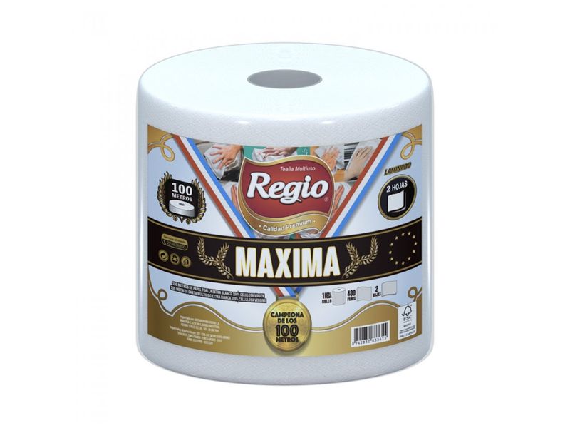 Toalla de Papel Regio Máxima 1 Rollo 100 m Doble Hoja