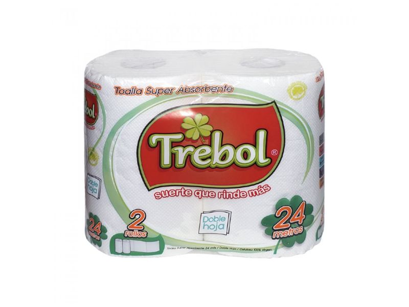 Toalla de Papel Trébol 2 Rollos 24 m Doble Hoja