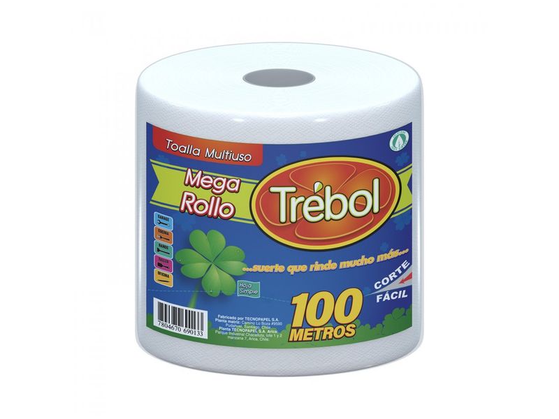 Toalla de Papel Trébol MegaRollo 1 Rollo 100 m Hoja Simple